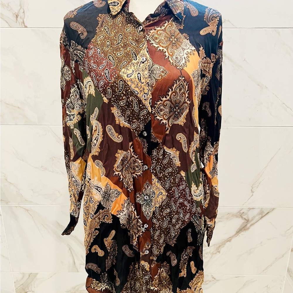 Olivaceous Multicolor Paisley Mini Dress